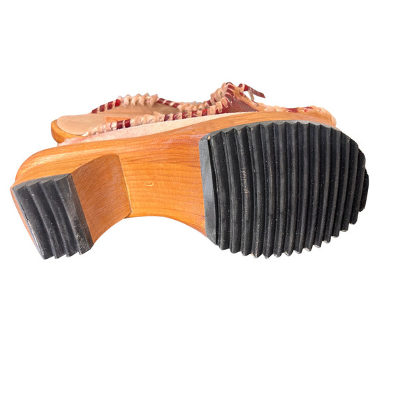 Jim Barnier Wooden Heel Clog Brick Must Women's Size 10 Platform Sandals Leather - Picture 7 of 7